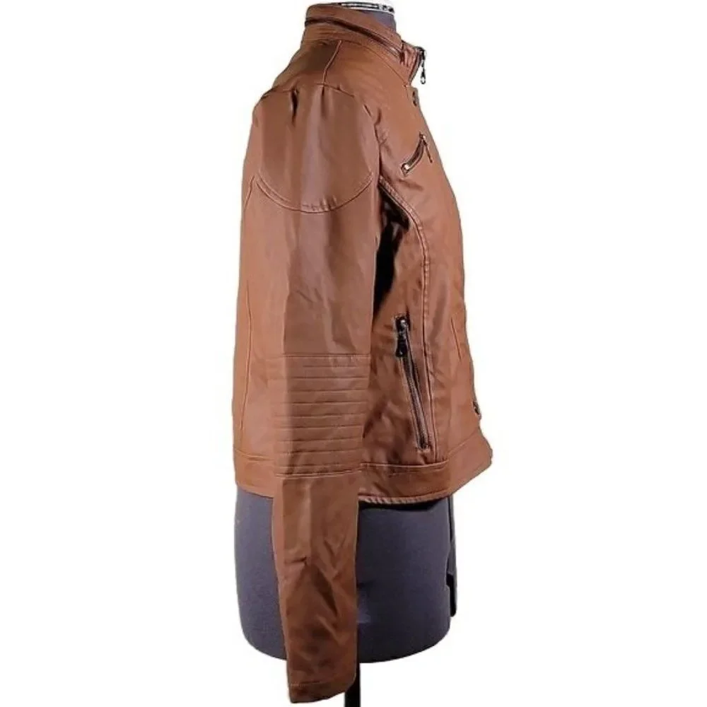 Maralyn & Me Juniors' Faux-Leather Moto Jacket Sz XS
